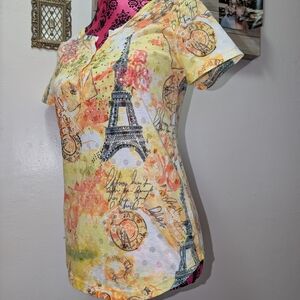 Women's Parisian Print Yellow Top